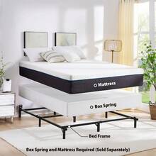 Estructura de cama metálica ajustable de 7" para cama individual/matrimonial/queen, color negro, se requiere caja de resortes - Negro - Ver 3