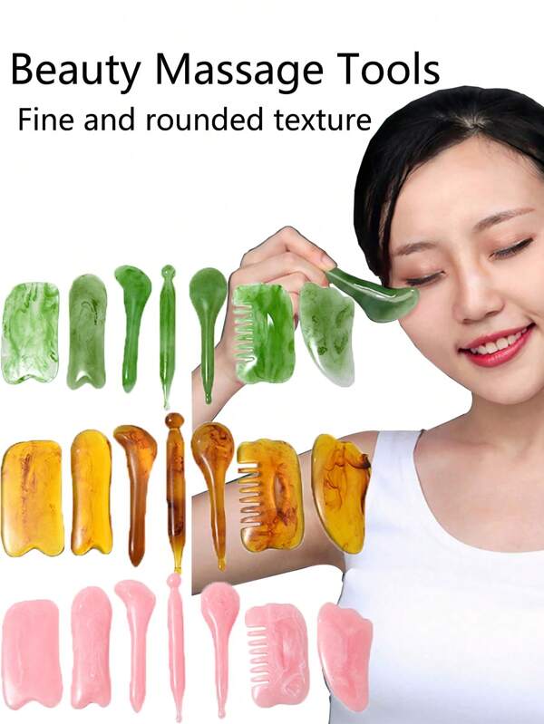 Barra de masaje de acupresión facial, raspador de masaje facial y de belleza para los ojos (no de cuerno de buey), bolígrafo de masaje de meridianos para todo el Body