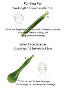 Barra de masaje de acupresión facial, raspador de masaje facial y de belleza para los ojos (no de cuerno de buey), bolígrafo de masaje de meridianos para todo el Body