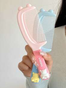 1pc Cute Mini Comb, High-Quality Direct Hair Smoothing Comb For Girls, Anti-Static Portable Ponytail Comb For Long Hair - Multicolor - View 3