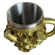 1pc V Engines Stainless Steel Cup, Resin Engine Design Mug - Multicolor - View 12
