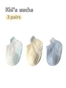 3 Pairs Kids Breathable Mesh Anti-Slip Floor Socks With Ear Design, Boys & Girls Indoor Crawling & Walking Socks, Summer - Multicolor - View 10
