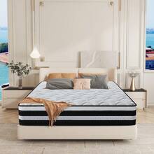 Materasso 160x200 cm - Memory foam - Molle insacchettate - Comfort equilibrato - Traspirante - 8 zone - (160x200x26cm) - Bianco e nero - Visualizzare 1