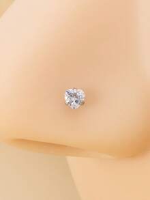 银金鼻环，男女通用，鼻环饰品，双环鼻环，20克，L型鼻钉，鼻钉，螺旋鼻环，女士不锈钢心形月亮星星