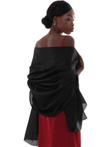1 pieza Chal/Envolvente de unicolor de cachemira de 70*200cm para mujer, adecuado para vestidos de noche, como un pañuelo de seda de gasa, apropiado para ropa de otoño para novia y boda - Multicolor - Ver 8