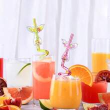 4pcs/6pcs/16pcs Glitter Mermaid Quicksand Straws, Reusable Spiral Straws For Party Favors, Wedding, Birthday, Bar, Beach, Kitchen Utensils, Graduation Gifts, Themed Birthday Party Supplies, (Random Colors)-Halloween, Christmas Decorations And Holiday Celebrations, Beverages And Fruit Teas