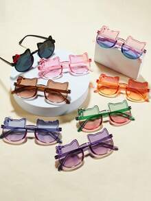 4pcs/Set Fashionable Cartoon Kids Glasses, Cute & Adorable Colorful Eyewear For Baby Girls - Multicolor - View 2