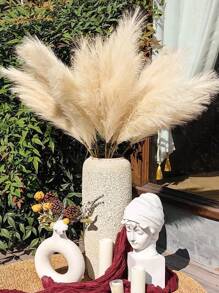 12/24pcs Artificial Reed Grass Boho Decor Faux Pampas Grass Large Tall Fluffy Artificial Fake Flower Bulrush Reed Grass For Vase Filler Farmhouse Home Kitchen Bohemian Decoration, Room, Wedding Party Decor (Black), Valentine Day, Gift Gifts Birthday Graduation