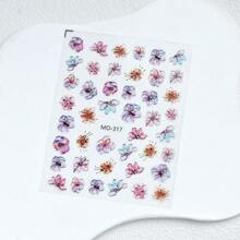 Bronzing Hydrangea Flower Nail Sticker Gold Foil Watercolor Flower Elegant Blossom Decals Adhesive Sliders Decorations Manicure