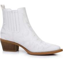 GLOBALWIN Cowboy Boots For Women Pointed Toe Pull On Chelsea Ankle Booties The Western Cowgirl Boots Fall Boots Halloween Season - 白色 - 查看 7
