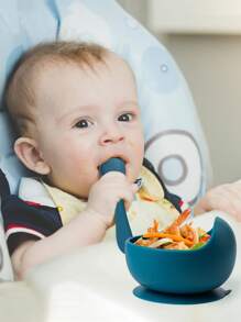 2pcs-Set Customized Name Silicone Kid Bowl Suction Silicone Handle Fork And Spoon Soft Children Tableware Solid Color Baby Lunch Plate Custom Child Stuff Personalized Gifts Winter Eve Gifts Back To School Winter Gift Ideas Boy Girl Valentine's Day