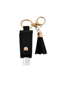 1 pezzo Custodia in pelle porta flaconcino igienizzante, bottiglia di viaggio ricaricabile vuota da 30ml per sapone, lozione e liquidi, con tappo a scatto, porta flaconcino portatile per zaino, viaggio, esterno, idea regalo di Natale