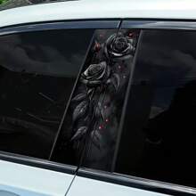 Calcomanías para auto con rosas negras, pegatinas PVC para el pilar B, adhesivas, resistentes al agua y a los arañazos, con diseño floral fantástico y acabado semibrillante para superficies de vidrio/metal/plástico/cerámica/madera