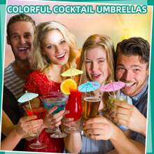 100/70/50/24pcs Cocktail Decoration Sticks, Art Umbrella Shaped Decoration Picks For Fruit, Cake, Milk Tea, Coffee Beverages, Suitable For Birthday, Wedding, Outdoor Party, Bar & Restaurant