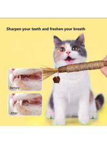 1 paquete de juguetes con hierba gatera para gatos, palos de hierba gatera, juguetes para masticar para la limpieza dental de gatos, golosina para gatos y gatitos, juguete dental para gatos