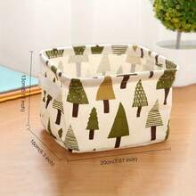 2pcs Multifunctional Cute Floral Print Cotton And Linen Waterproof Desktop Storage Box With Handles, Small Fresh Fabric Storage Basket For Organizing Miscellaneous Items - U03 (2pcs) - View 1