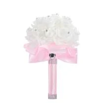 1PC Artificial Bridal Bouquet Simulation Flowers, In The Elaborately Crafted Wedding Scene By Hand, The Bride Gently Holds The Gorgeous Bouquet In Her Hand, While The Bridesmaids Hold Elegant Bouquets Decorated With Ribbons, Jointly Adding Warmth And Beau