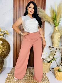 Plus Size Pants - Baby Pink - View 2