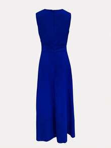 Women's V-Neck Sleeveless Waist-Cinching A-Line Dress, Solid Color Casual Comfortable For Outdoor, Summer