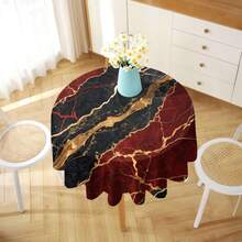 1 件大理石图案几何印花桌布,现代涤纶矩形/圆形防水桌布,数码印花,适用于客厅、家居、户外餐厅、小圆桌 - 彩色 - 查看 5