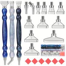 12 brocas de diamante douradas/prateadas/ouro rosa colorido + 1/3 canetas de plástico brilhantes em formato de cabaça + 6 cola vermelha + 1 caixa de plástico, kit de ferramentas para pintura diamante, com rosca - 12pcs cabeça de prata - Ver 16