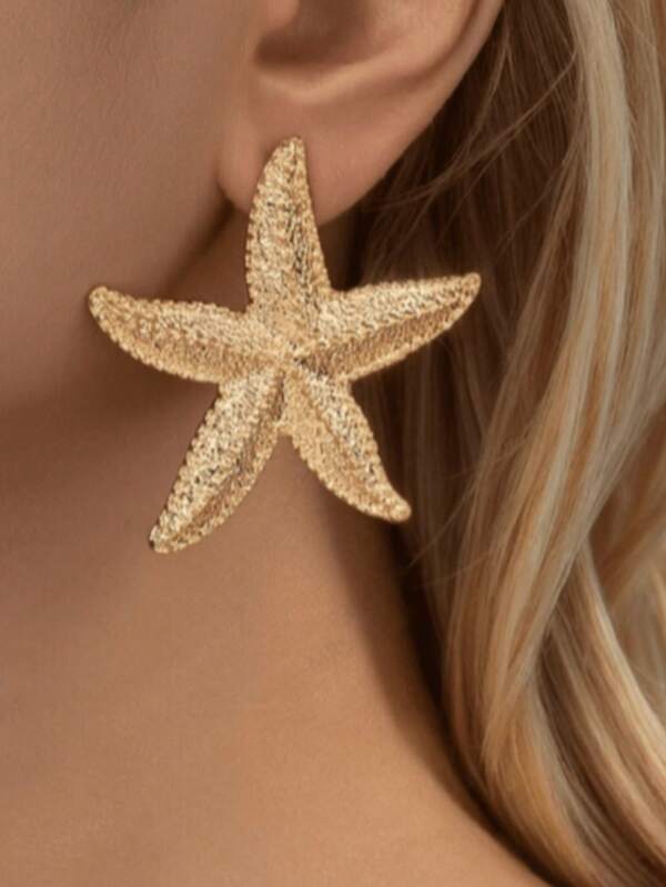 1 par de aretes estilo gota con decoración de estrella de mar, para usar en la playa, resort y fiestas de verano