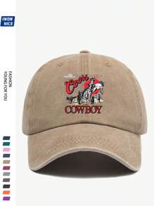1pc Adjustable Classic Western Cowboy Logo Baseball Cap, Retro , , Suitable For Outdoor Travel, Camping, Sun Shading, Party, Hip-Hop, Dad, Trucker, Polo Ball Cap, Summer