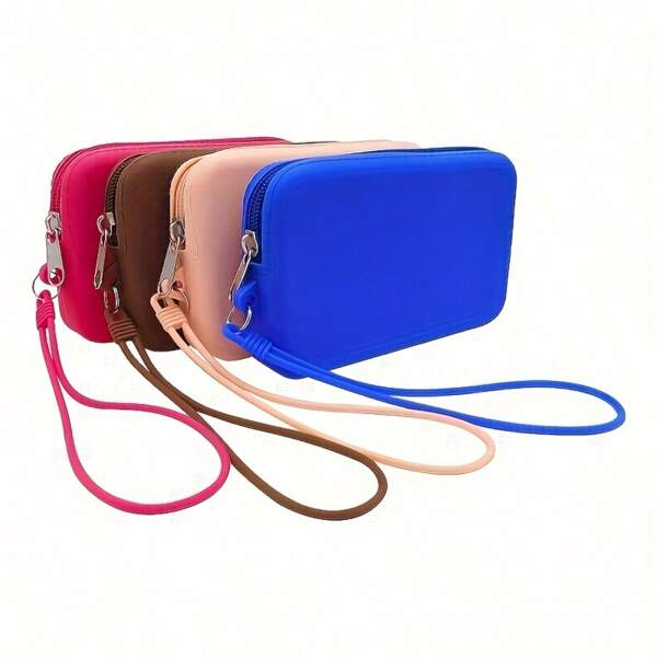 Small Silicone Cosmetic Bag, Coin Purse Lipstick Clutch, Cosmetics Storage Pouch, Portable Minimalist Toiletry Bag,For Holiday Beach, Bathroom Collection, Bedroom Collection, Large Capacity