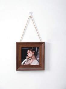 1pc Light Walnut Triple 4-Inch Simple Creative Rope Memorial Photo Frame, Suitable For Hallway, Bedroom, Office, Mother's Day Gift