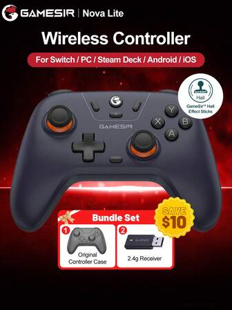  Controlador GameSir Switch 2 Gamepad PC, Controlador Android, Joysticks Nova Lite Compatíveis com 2 Switch 1 PC IOS Telefone Celular Switch Steam Deck Windows Com Efeito Hall Sticks, Com Estojo de Proteção do Controlador Original Custo-Efetivo, Gatilhos Analógicos 2 Motores de Vibração Rotativa Função Turbo, Acessórios de Console de Jogos, Bateria de Lítio 600mAh, Sem Fio, Conectado por 2.4G ou Com Fio, Roxo Escuro