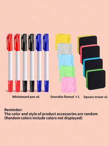 便携时尚 A5 可重复使用白板笔记本：每周计划本、仿皮便笺、免费白板笔和板擦布、学校用品、返校 - 彩色 - 查看 11