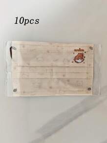 10pcs Disposable Capybara Cartoon Face Masks, 3-Ply Non-Woven Fabric, Comfortable Breathable, Individually Packaged, Suitable For Outdoor Use, Fashionable Accessory, Dust And Allergy Protection