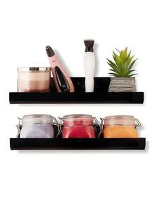 White/Black Acrylic Floating Wall Shelf Storage Rack, Wall Mounted Kindergarten Kids Bookshelf, Invisible Hanging Wall Shelf For Wall Storage, Toy Picture Wall Shelf Display Rack Bathroom Storage Rack - Multicolor - View 6