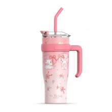 1 pezzo Bottiglia d'acqua isolata carina da 40 once/1,2 litri in acciaio inossidabile 304 con accessori in silicone, tazza da caffè e tumbler con motivo  rosa,  e Cinnamoroll, adatta per scuola, ufficio, infermieri e insegnanti, articoli autorizzati . Articoli per il ritorno a scuola