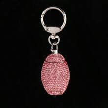Chaveiro em Cápsula Metálica Oval de Cristal, À prova d'água e Hermético, Caixa de Armazenamento Pequena para Pílulas, Dourado Brilhante, Mochila Escolar