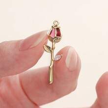 2/4Pcs Copper Plated Rose Pendant 18K Color Retention Diamond Pendant For DIY Bracelet Necklace Making - Multicolor - View 10