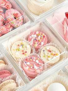 5pcs/10pcs/20pcs Dessert Boxes With Clear Lids Charcuterie Boxes, Oil Proof Kraft Paper, White Pink Kraft Paper Bakery Boxes, Perfect For Cookies Macaron Cake Sandwich, For Weddings Parties And Special Occasions