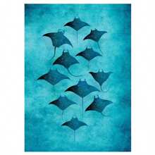 1 Pc Optional Frame Posters Wall Arts Animals Blue Watercolor Ocean Marine Organism Whale Shark Manta Rays Poster Sea Beach Surf Canvas Painting Wall Art For Room Home Decor Coastal Decor Coastal Decor Beach Decor, Wall Art With Frame