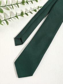 1pc Men Solid Dark Green Striped Textured Casual Necktie, Suitable For Business, Wedding, Daily Use, School Men Necktie - Dark Green - View 4