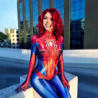 Female Spider Man Superhero Marvel Captain Jumpsuit Anime Cosplay Costume Long Sleeved Halloween Costume