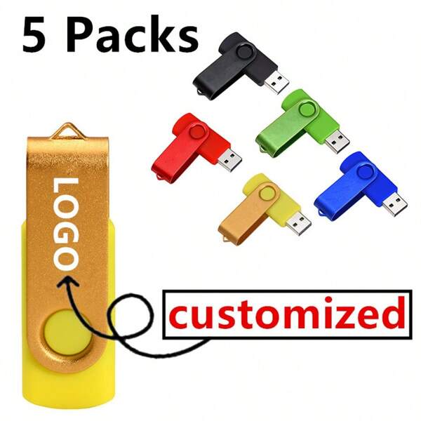 5 Packungen Personalisierter Logo USB Flash Laufwerk 64GB Stift Laufwerk High Speed Memory Stick USB-Stick 2.0 Speicherstick für PC Auto TV Laser Druck