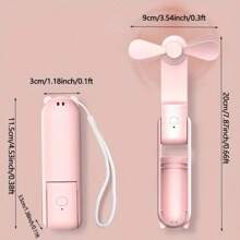 Mini ventilateur portable, rechargeable USB 3 vitesses réglables, ventilateur à main pliable pour les cils pour les filles et les femmes, pour les voyages et l'extérieur