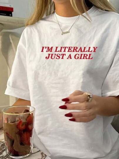 Plus Size Summer Casual Loose T-Shirt "I'm Really A Girl", Showcase Your Confidence And Unique Charm!