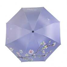 1pc Apricot Blossom Folding Sunshade Umbrella, UV Protection Sun Umbrella For Women And Students Summer Cooling,Beach,Travel