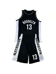 Men's Adult Sports Set T-Shirt With Basketball Shorts - Black and White - View 1