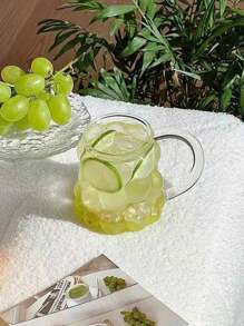 1pc Grape Glass Mug, Creative Ins Style Coffee Cup, Heat Resistant High Boron Glass Milk & Latte Cup, Water & Juice Cup With Handle