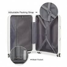 Suitcase 14 20 24 28 Inch Cabin Carry On Check In Lightweight PP Hard Shell Travel Luggage Set TSA Lock Spinner Wheels Single Holiday Business Family - White - View 10