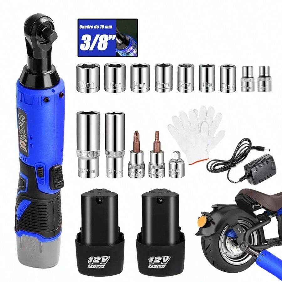 Seokiwi Llave De Impacto Inalámbrico Pistola De Impacto 3/8 - Azul - Ver 1
