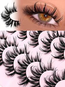 Asiteo 热门 7 对漫画湿睫毛凌乱仿貂皮睫毛 Y2K 风格 3D 蓬松自然戏剧性睫毛延长化妆工具条状睫毛、睫毛、睫毛、假睫毛 - 尖尾漫畫款 - 查看 2