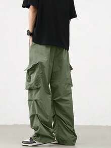 Pantalón paracaidista impermeable de secado rápido y corte holgado Multibolsillos Cintura con cordón Adecuado para actividades de ocio al aire libre - Verde - Ver 5